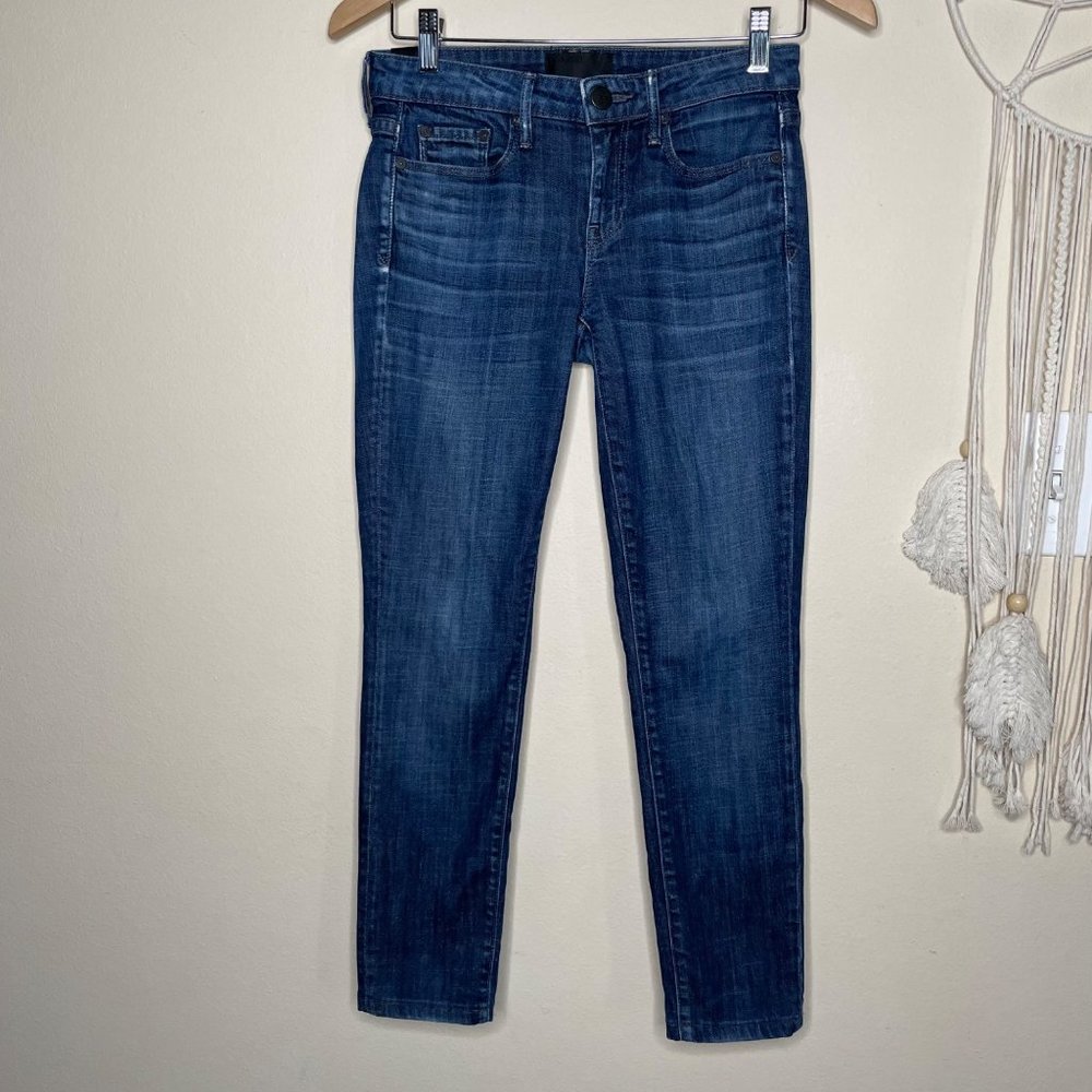 Vince Womens Dylan Dark Wash Mid Rise Distressed Skinny Ankle Jeans Size 25 - Picture 2 of 13